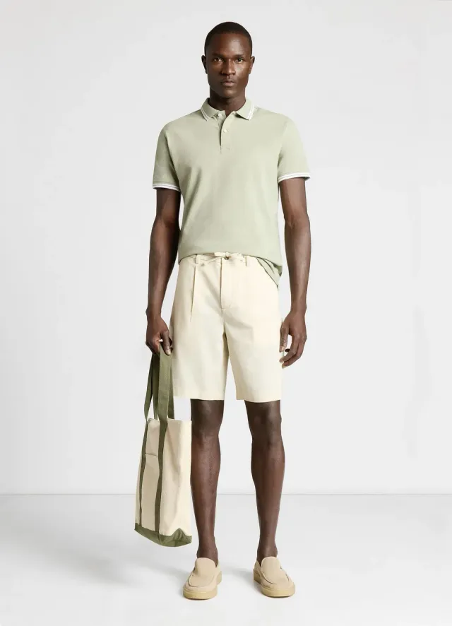 Calliope polo homme coton col rayé uni