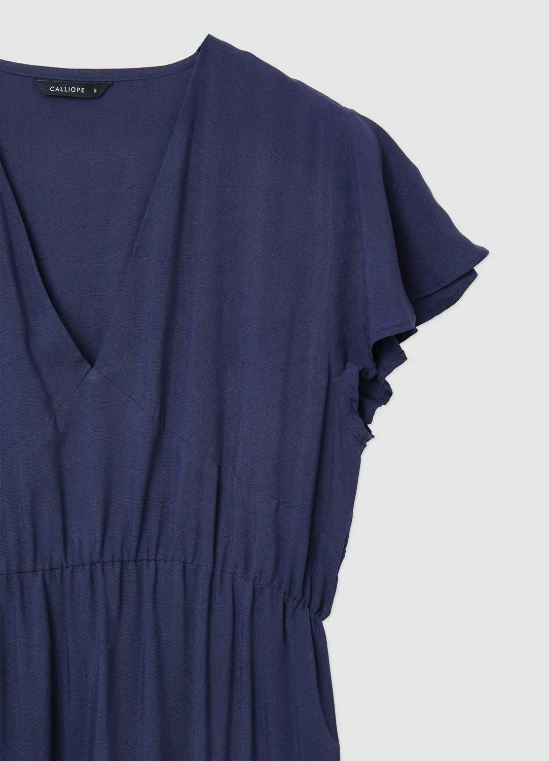 Calliope Atelier robe volants col V unie