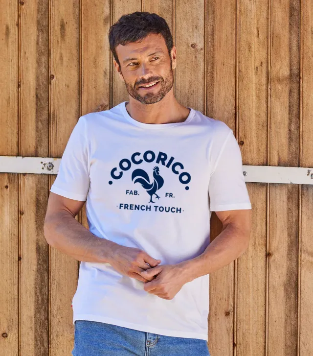 Cocorico Coq Français Blanc t-shirt homme blanc coton