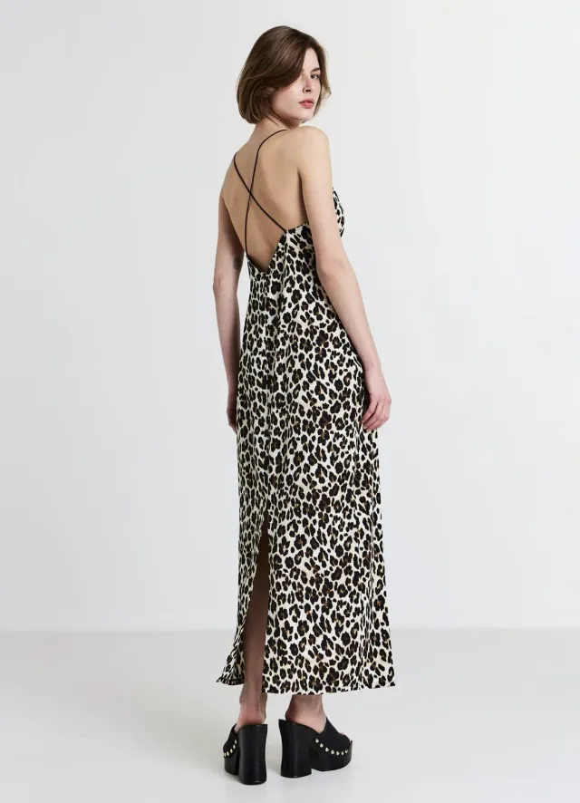 Calliope robe longue femme animalier dos croisé