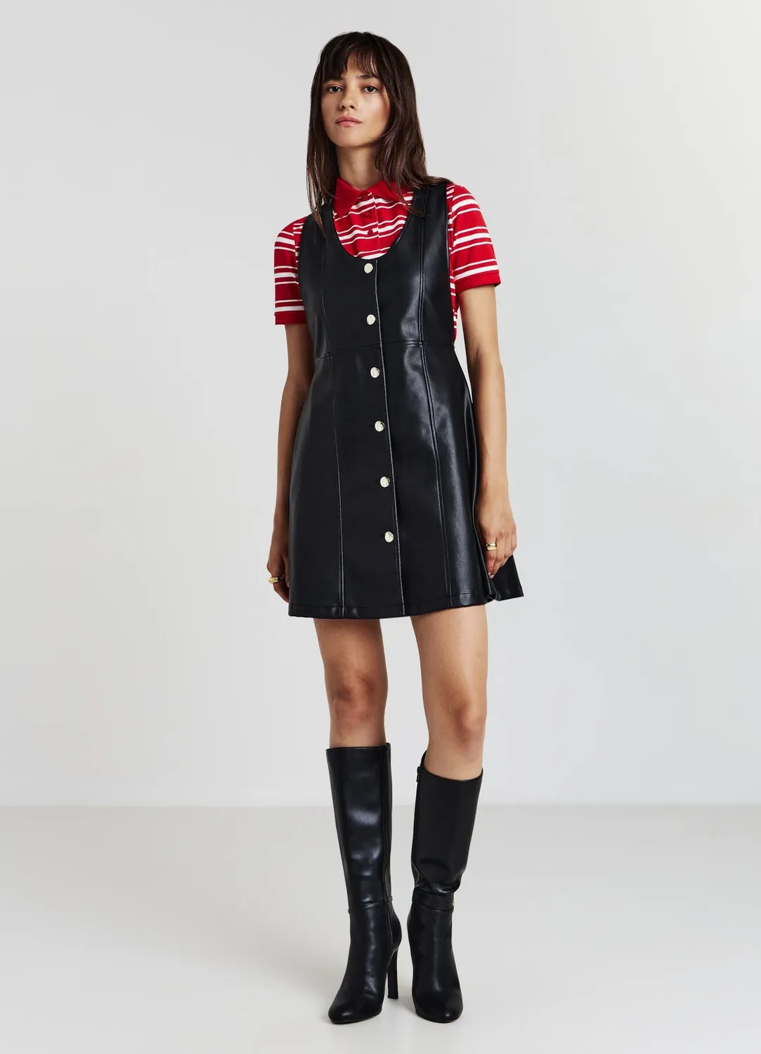 Calliope robe salopette simili cuir mini XS-XL