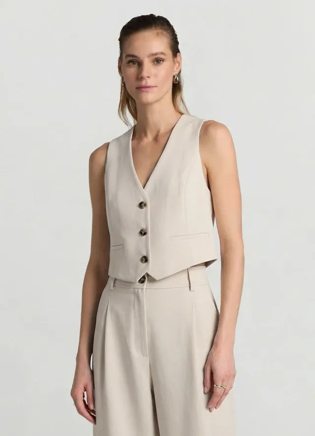 Calliope gilet court femme col V 3 boutons