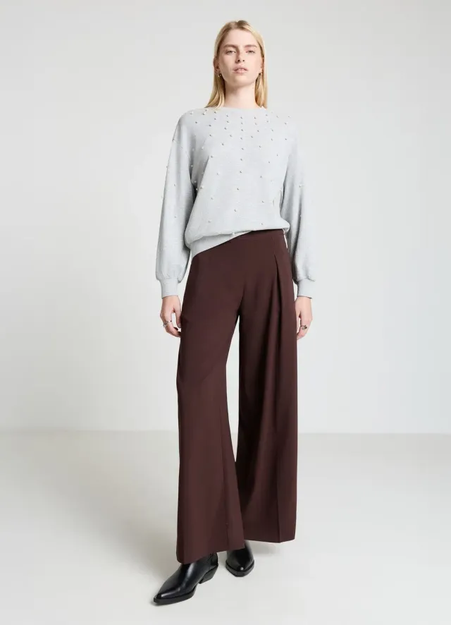 Calliope sweat perles femme col rond manches longues