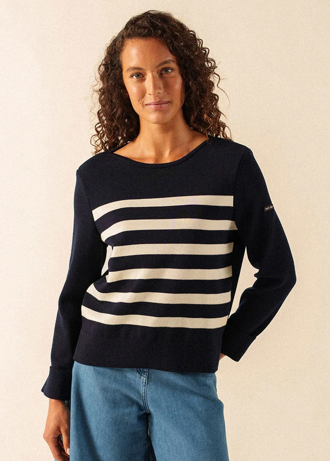 Saint James Marseillan pull navy/blanc col bateau femme
