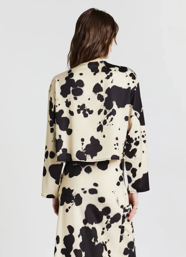 Calliope blouse à lacets femme imprimé vache manches longues