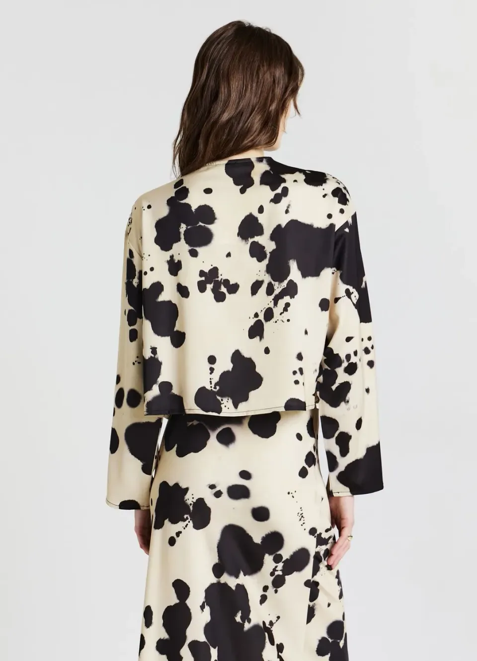 Calliope blouse à lacets femme imprimé vache manches longues