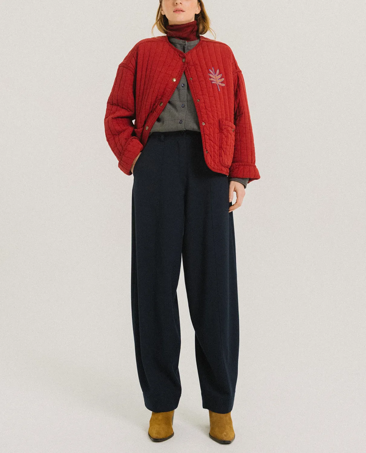 TINSELS EDWIN NAVY pantalon barrel gabardine