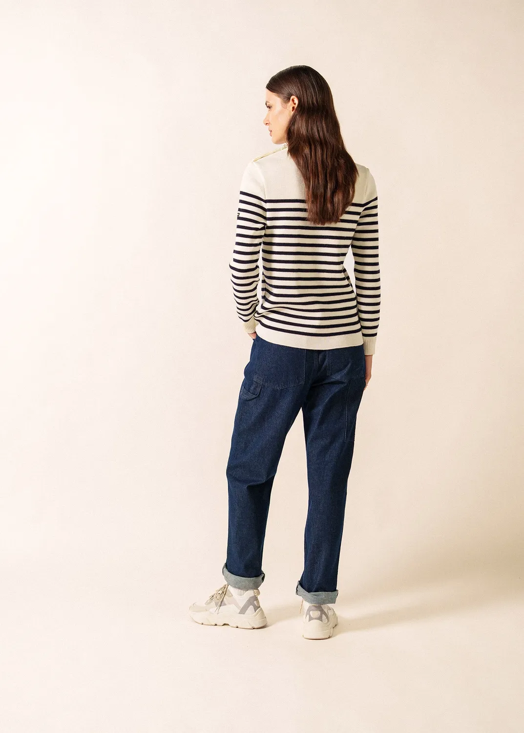 Saint James Rochefort pull marin écume/navy laine