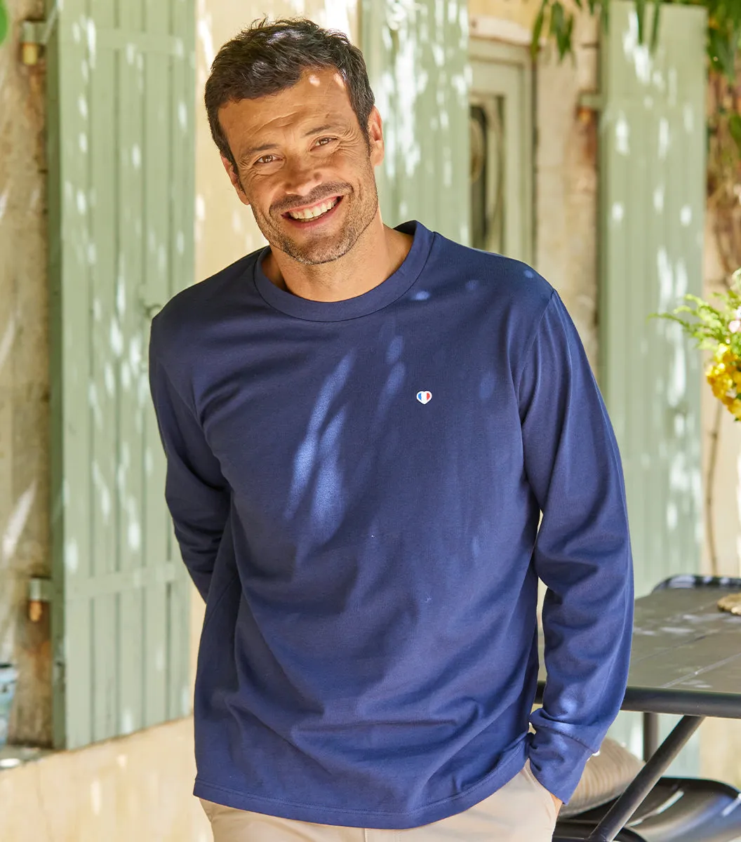 Cocorico Iconique T-shirt Manches Longues Homme Marine coton