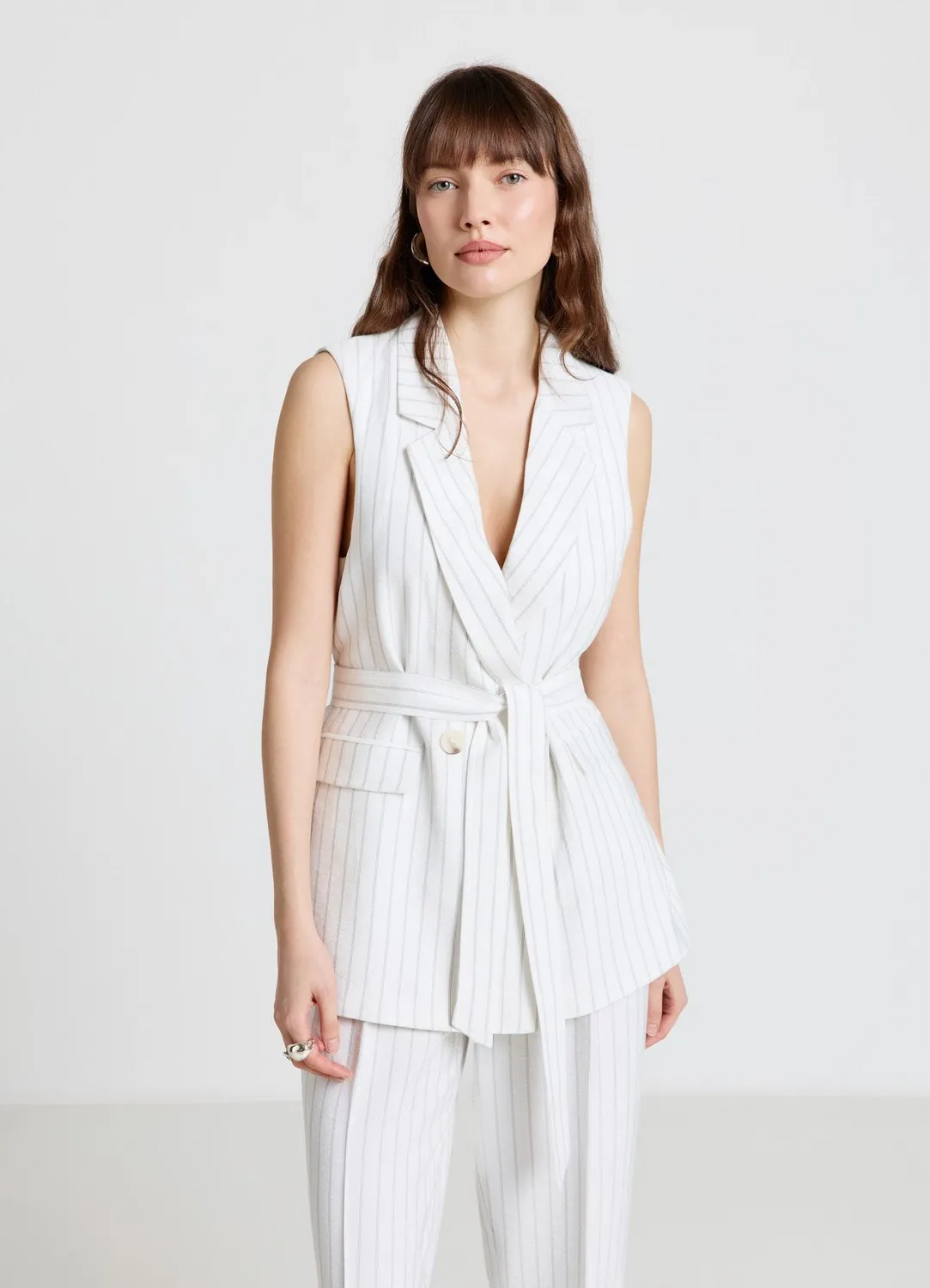 Calliope gilet double boutonnage femme à rayures