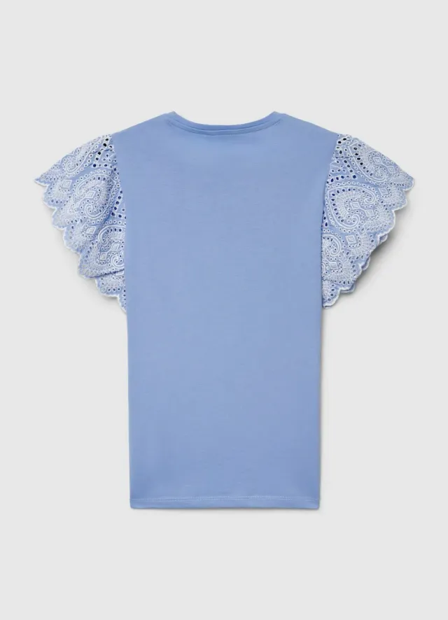 Calliope T-shirt volants broderie anglaise femme coton