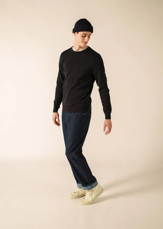 Saint James Cruiser pull Navy col rond laine douce