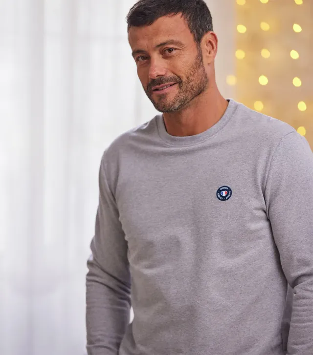 Cocorico Blason sweat homme gris coton