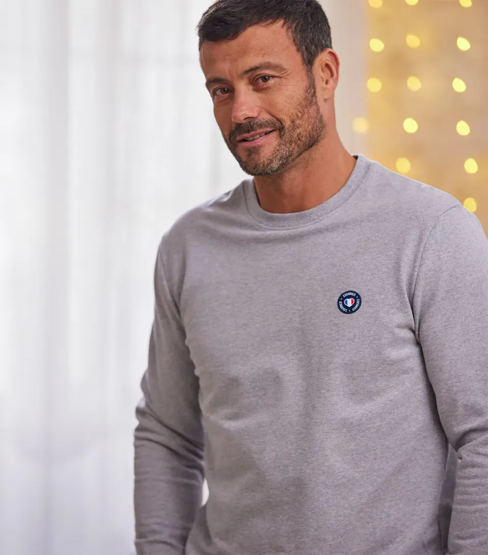 Cocorico Blason sweat homme gris coton