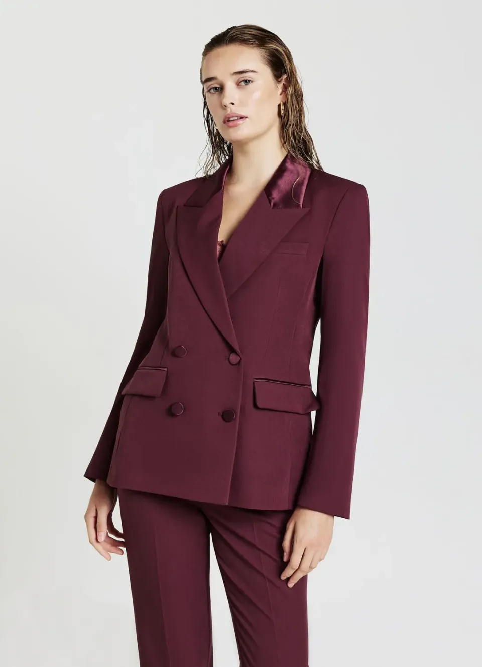 Calliope blazer double boutonnage femme satiné