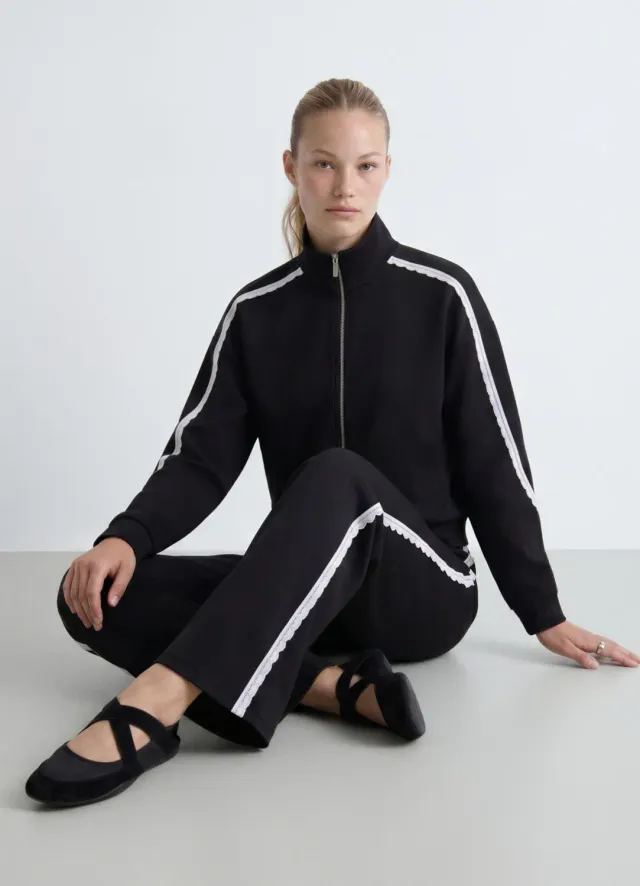 Calliope sweat zip macramé femme