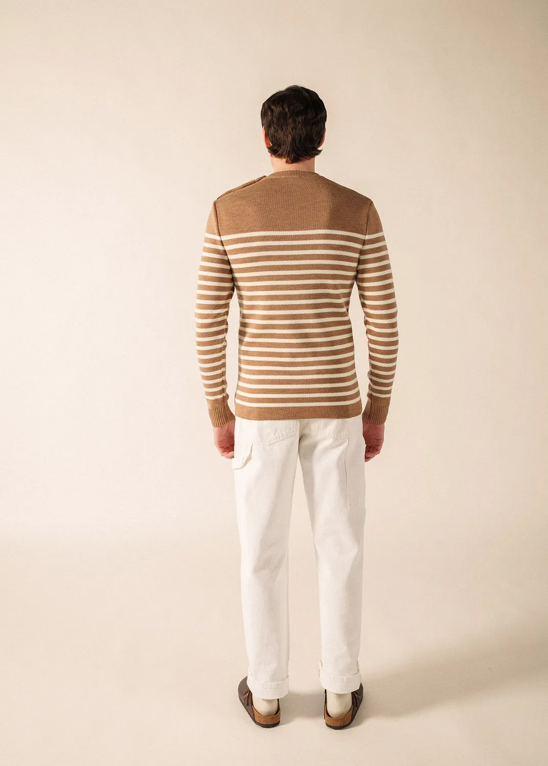 Saint James Rochefort pull marin beige foncé écume laine