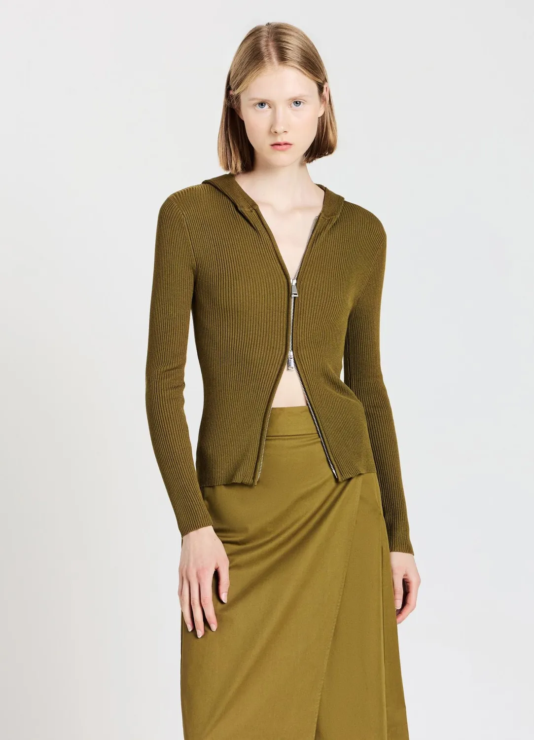 Calliope cardigan femme capuche zippé à côtes