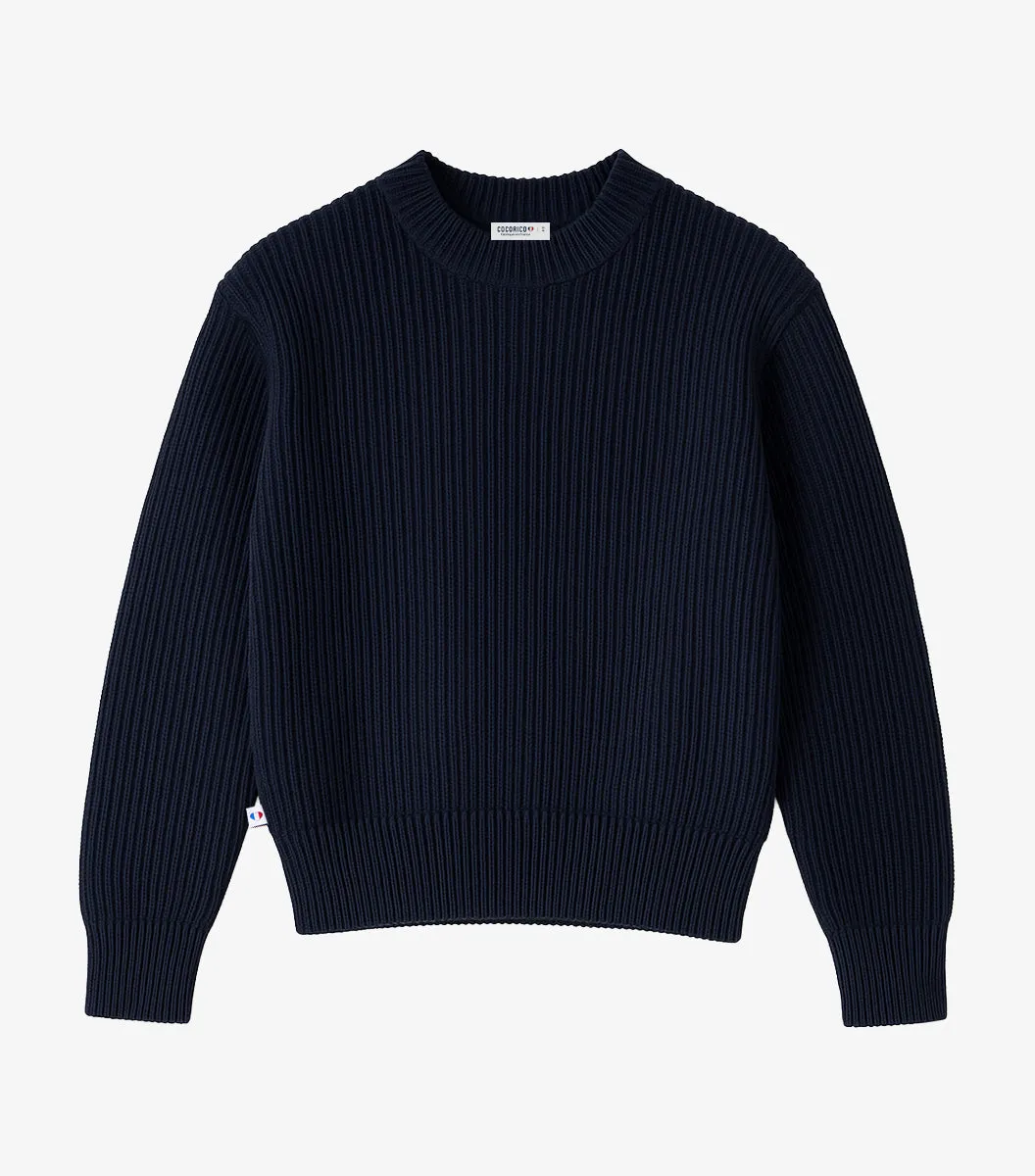 Cocorico Margaux Pull femme marine laine chaude