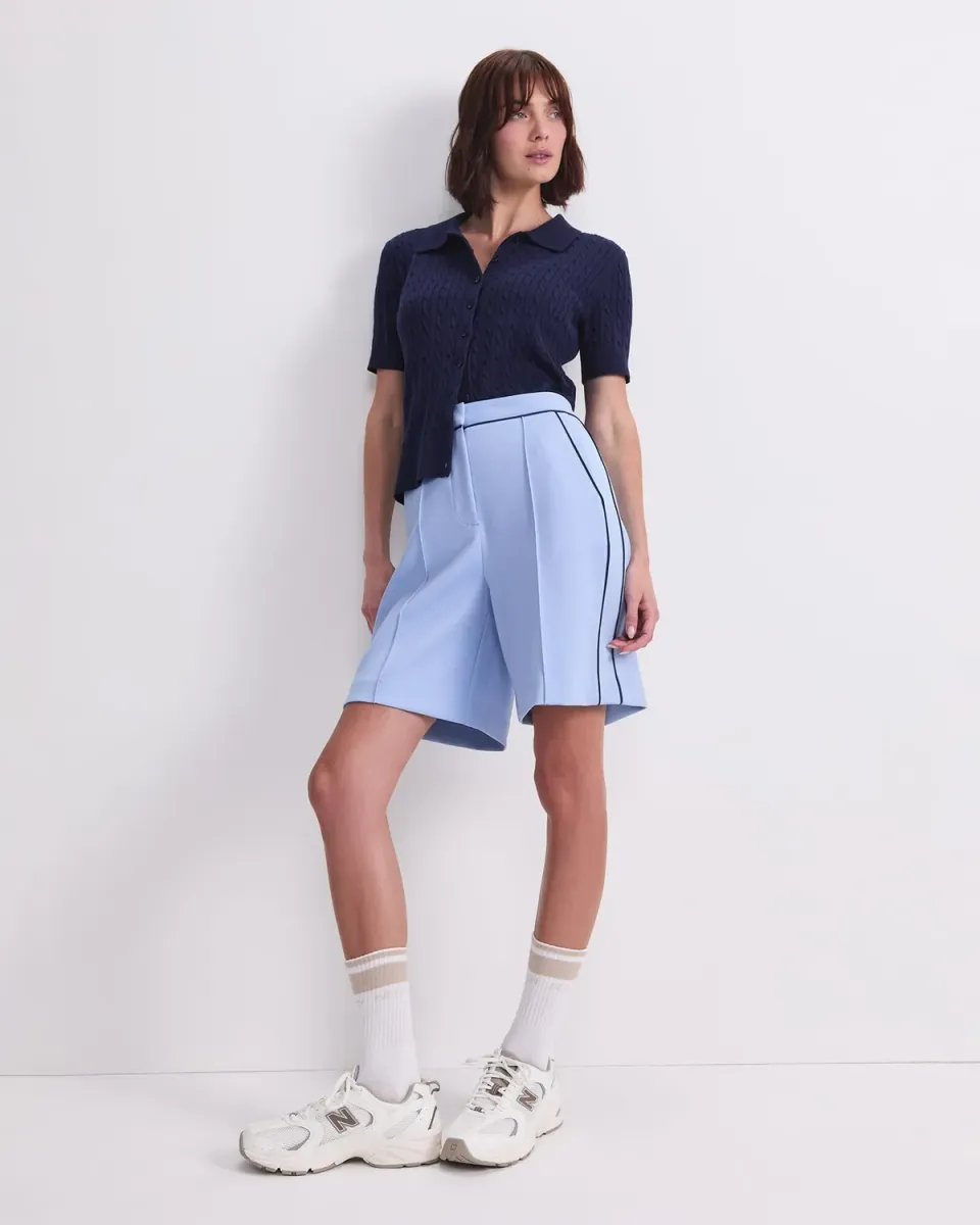 Sportscraft Lina short femme ponte coton passepoil