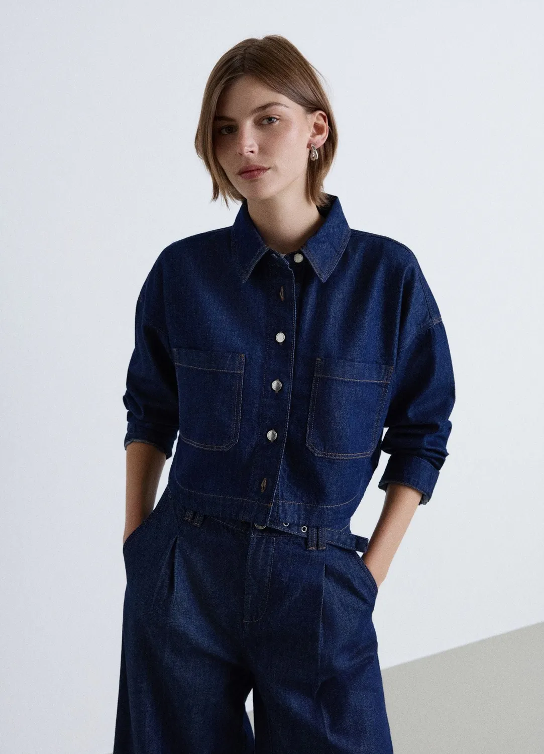 Calliope chemise denim femme boxy poches poitrine