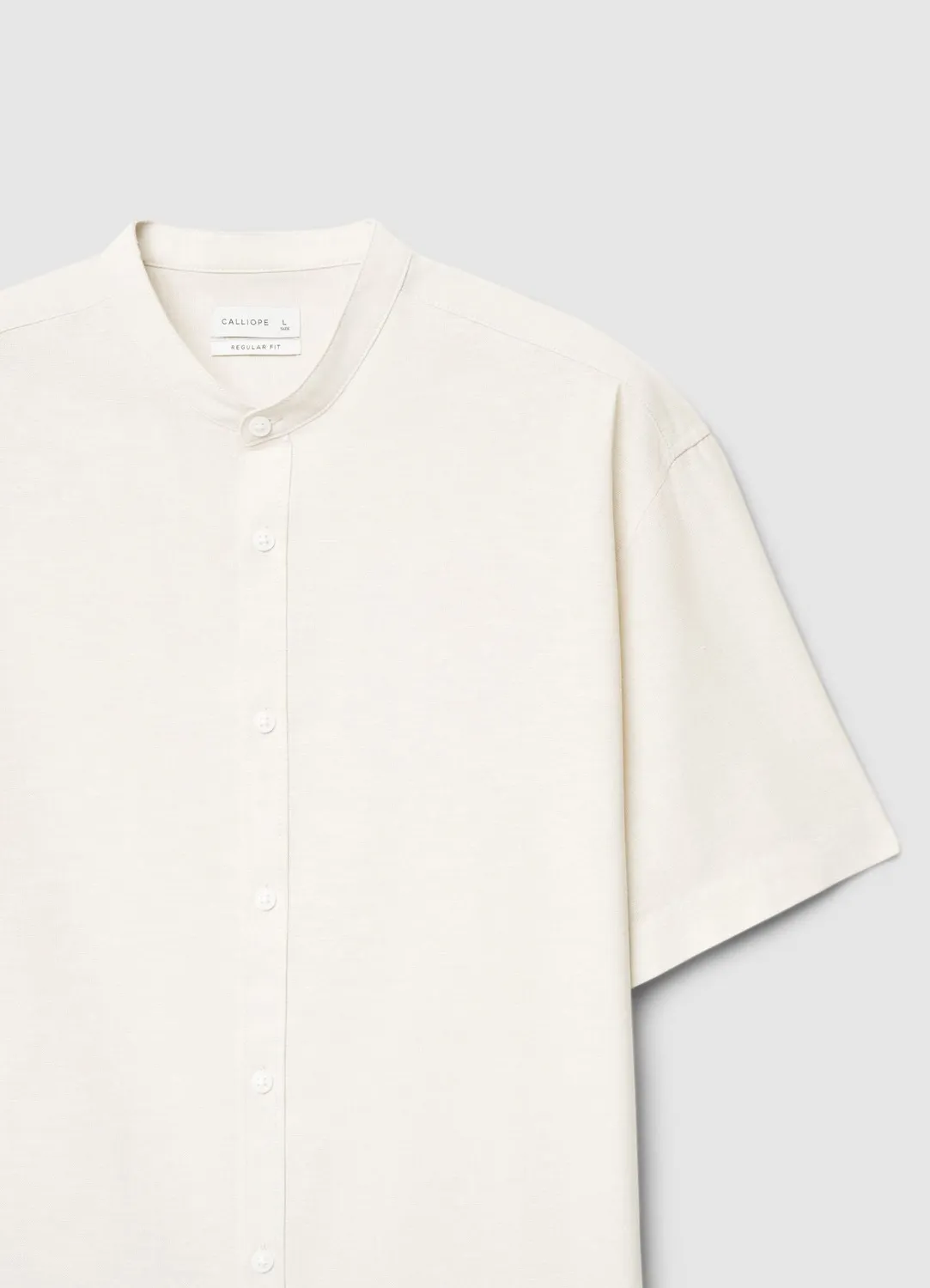 Calliope chemise col mao homme lin manches courtes