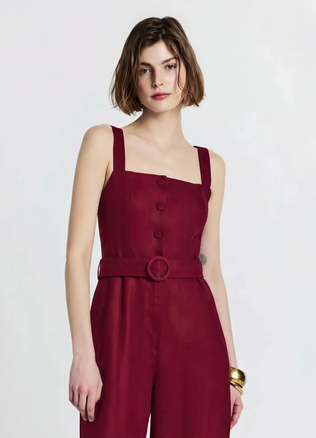 Calliope combinaison longue lin femme boutons ceinture