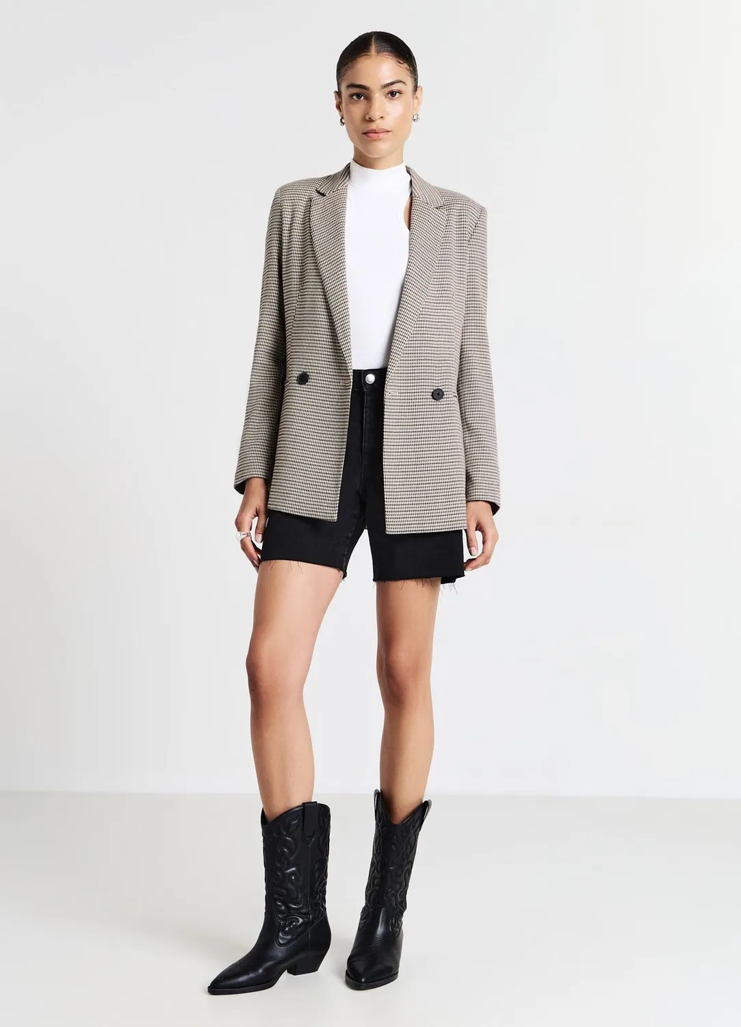 Calliope Veste pied-de-poule femme double boutonnage