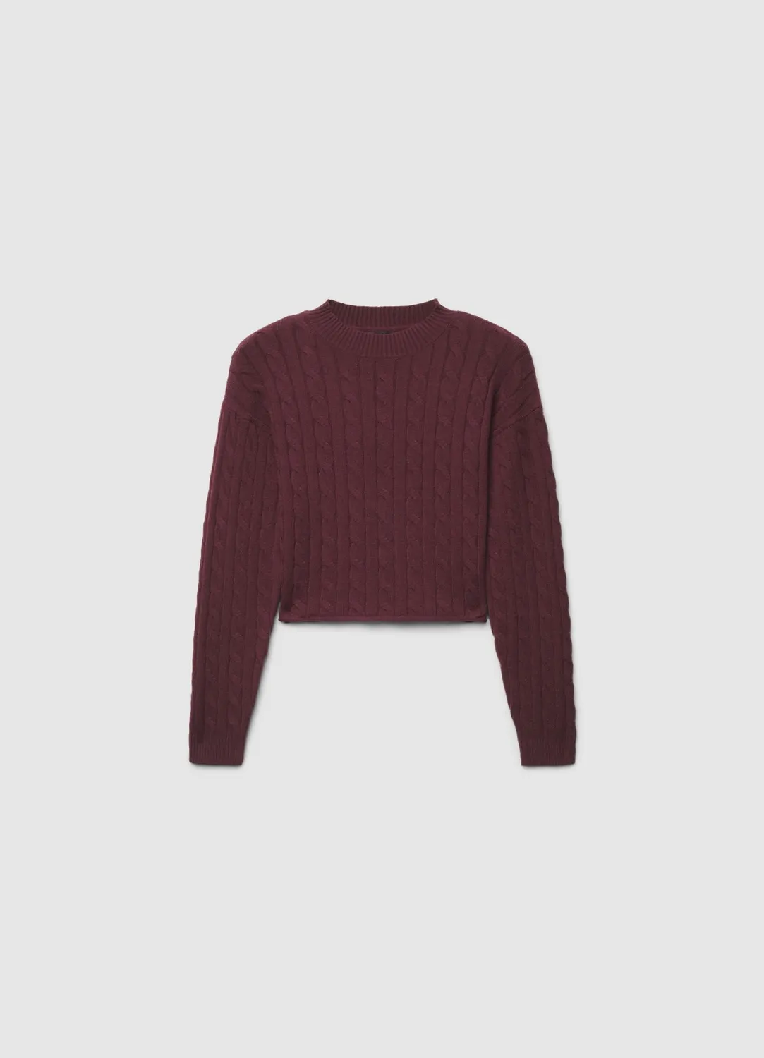Calliope Pull crop torsadé col rond femme uni