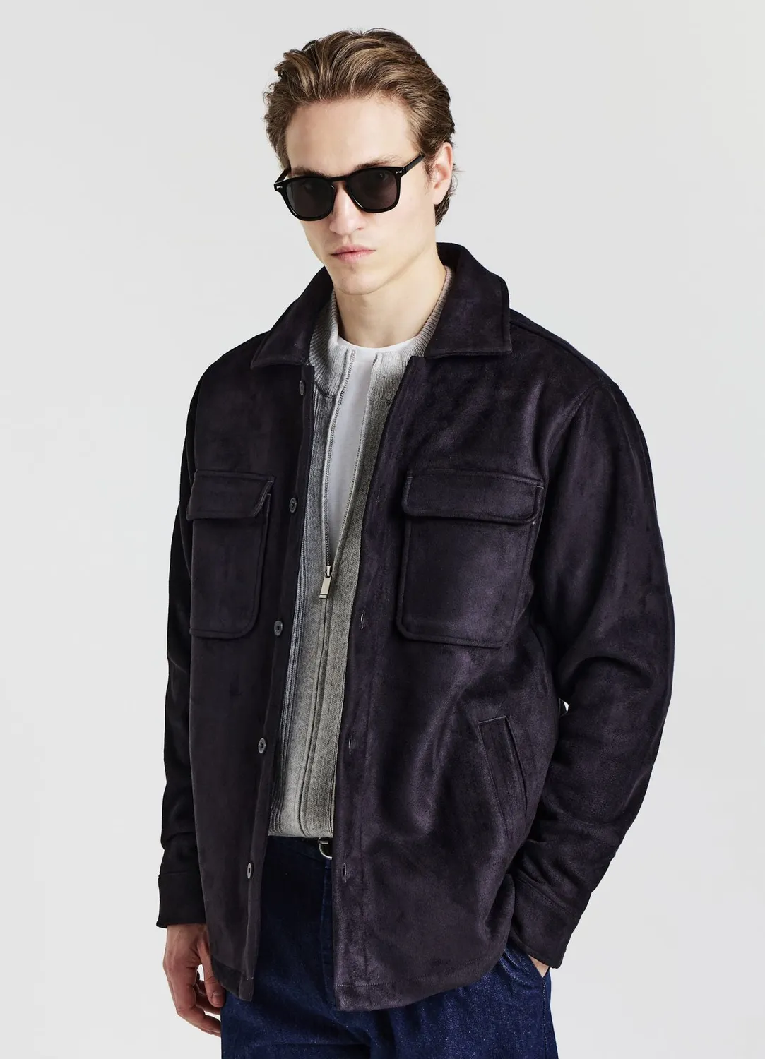 Calliope Shacket surchemise homme suède marron