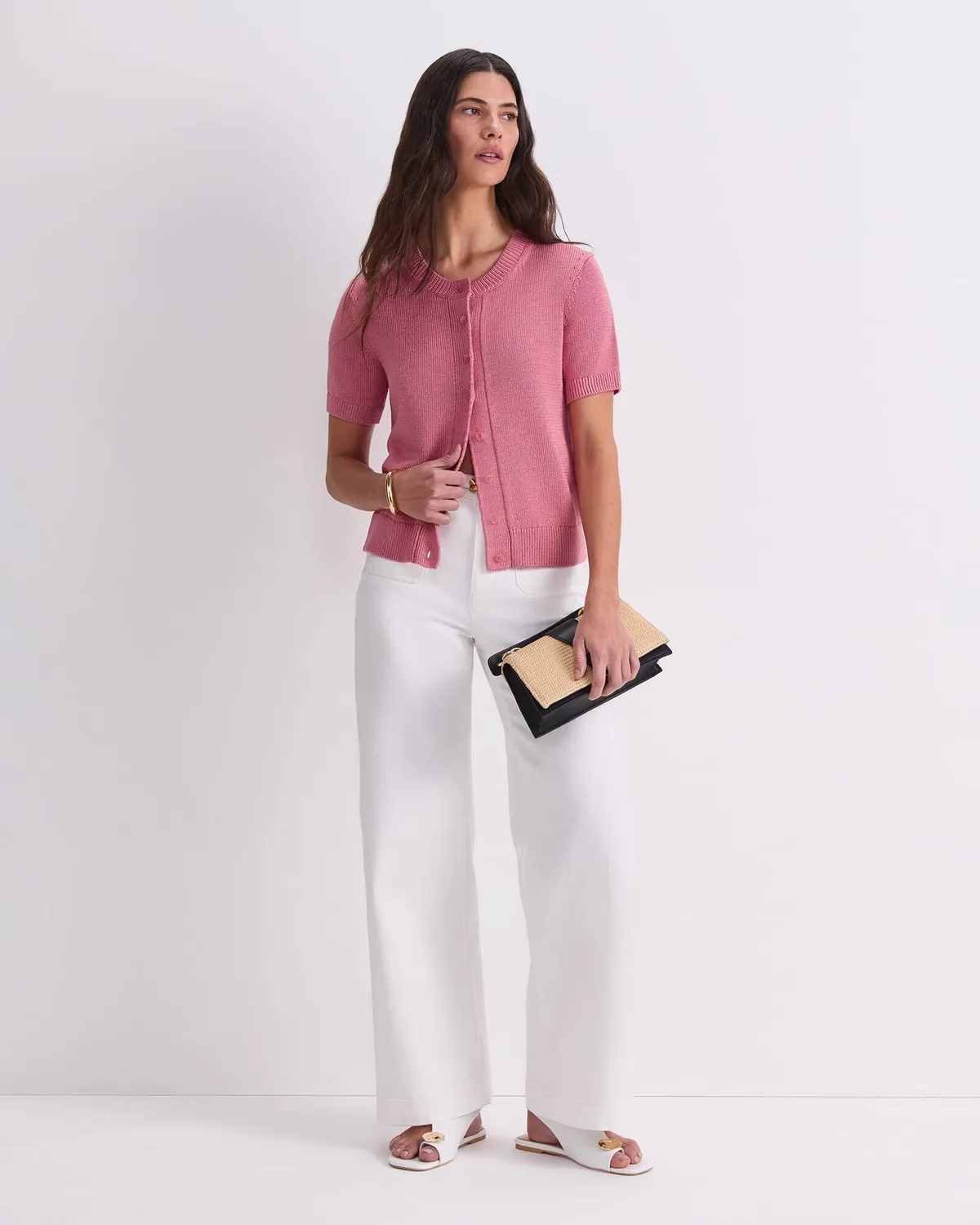 Sportscraft Linen Blend cardigan femme lin manches courtes