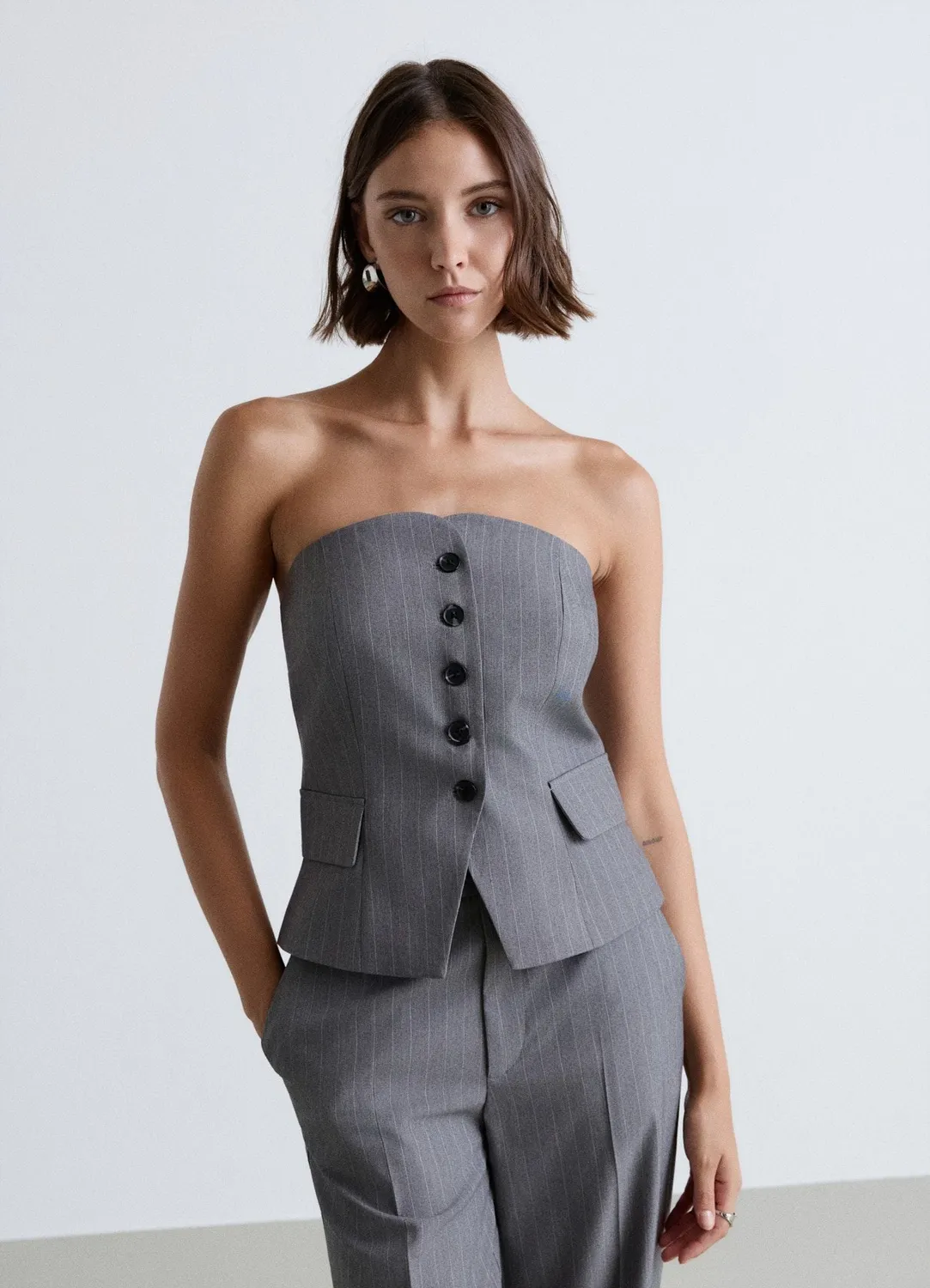 Calliope Atelier gilet bandeau rayé femme boutons
