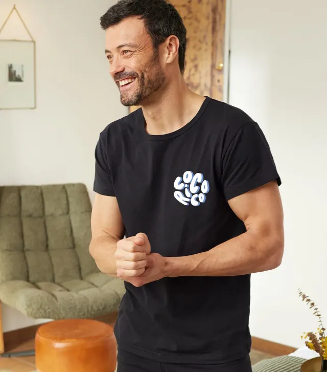 Cocorico Nuage t-shirt pyjama homme noir coton