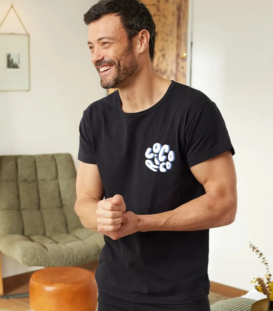 Cocorico Nuage t-shirt pyjama homme noir coton