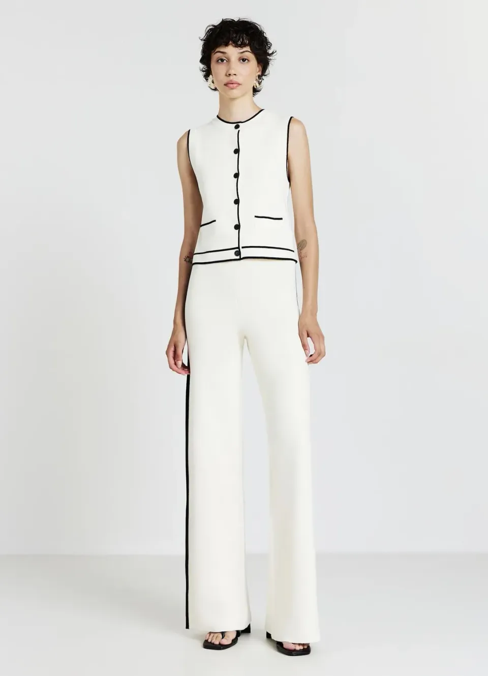 Calliope gilet femme maille boutons profils contraste