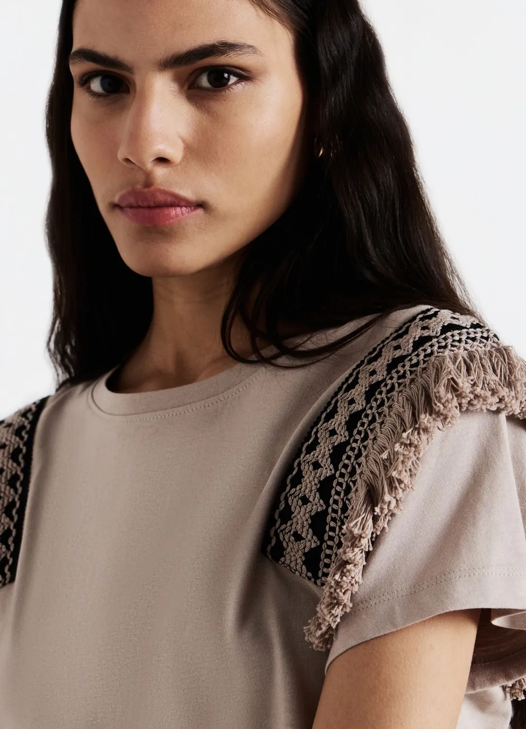 Calliope t-shirt coton galon manches courtes femme