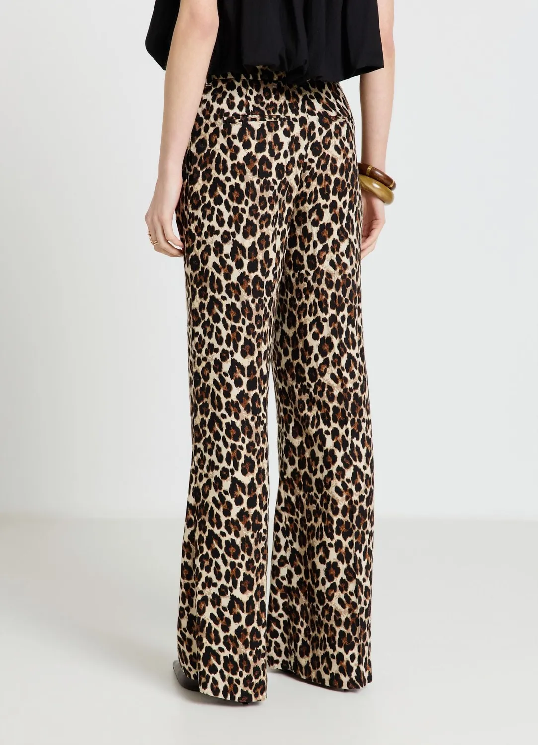 Calliope pantalon palazzo animalier femme taille haute