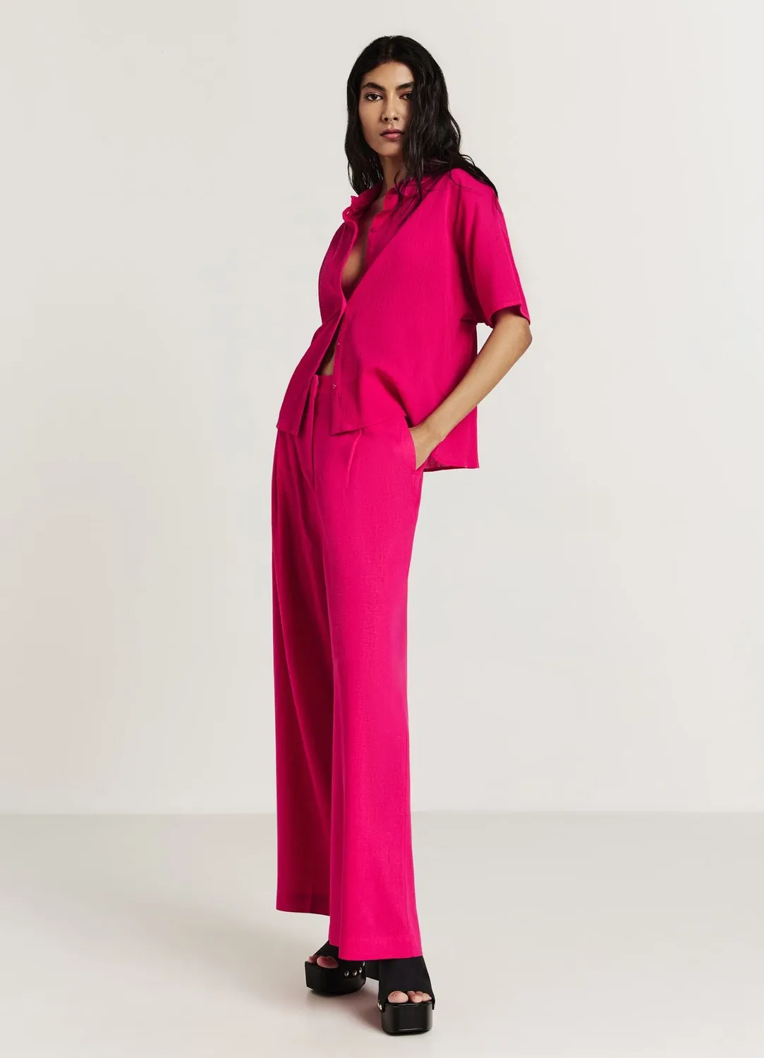 Calliope pantalon palazzo lin femme large
