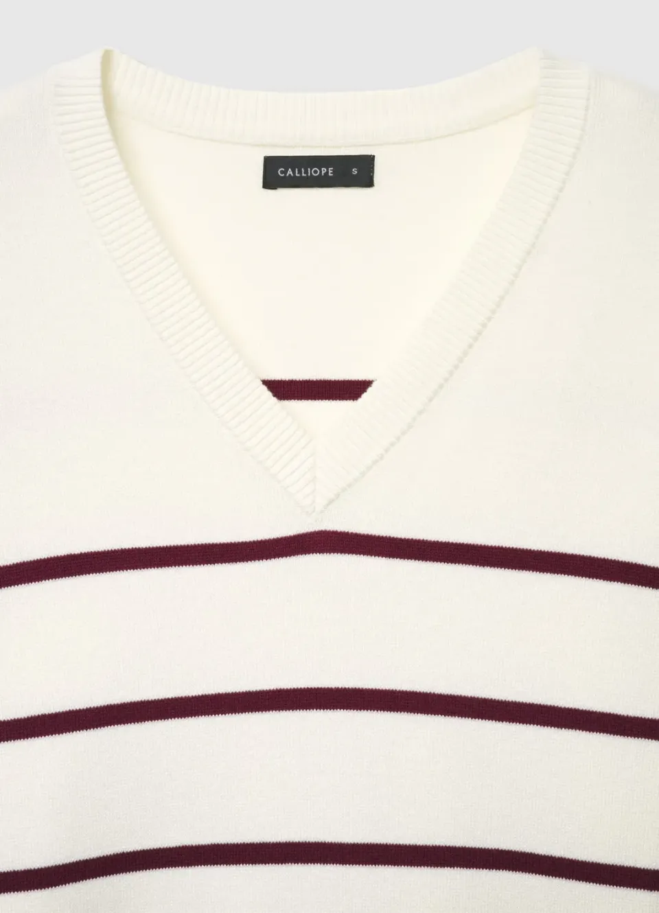 Calliope pull col V femme rayé manches longues