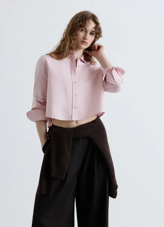 Calliope chemise crop oxford femme unie