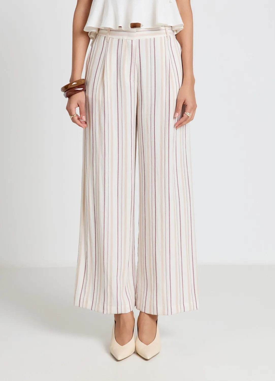 Calliope Palazzo pantalon femme large à rayures