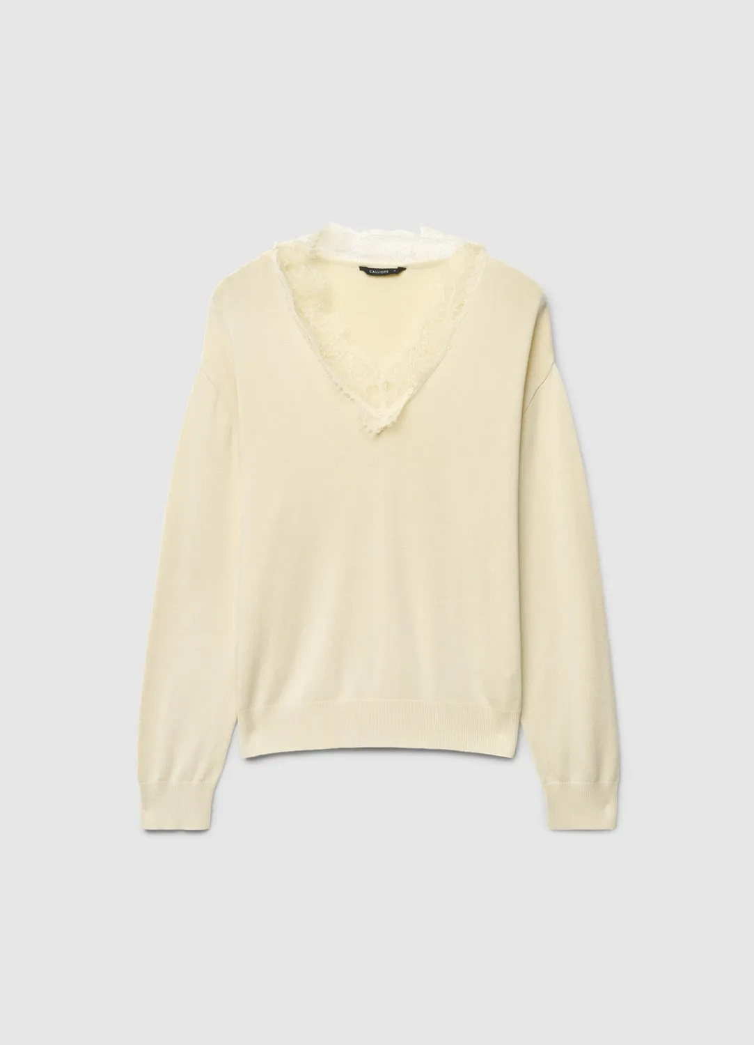 Calliope pull col V dentelle femme uni