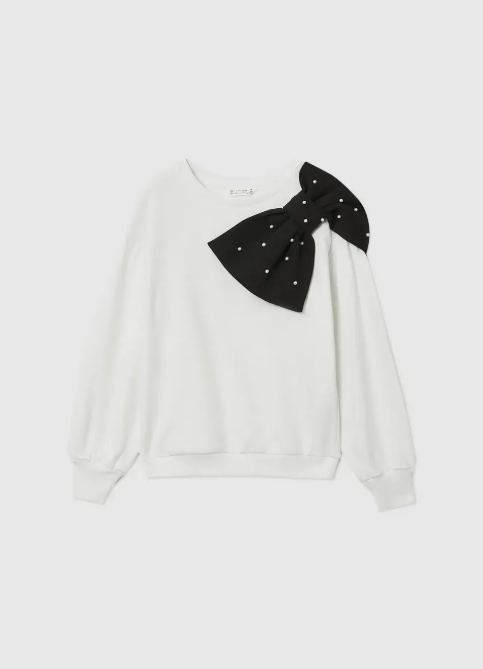 Calliope sweat fille noeud perles 8-9 ans col rond