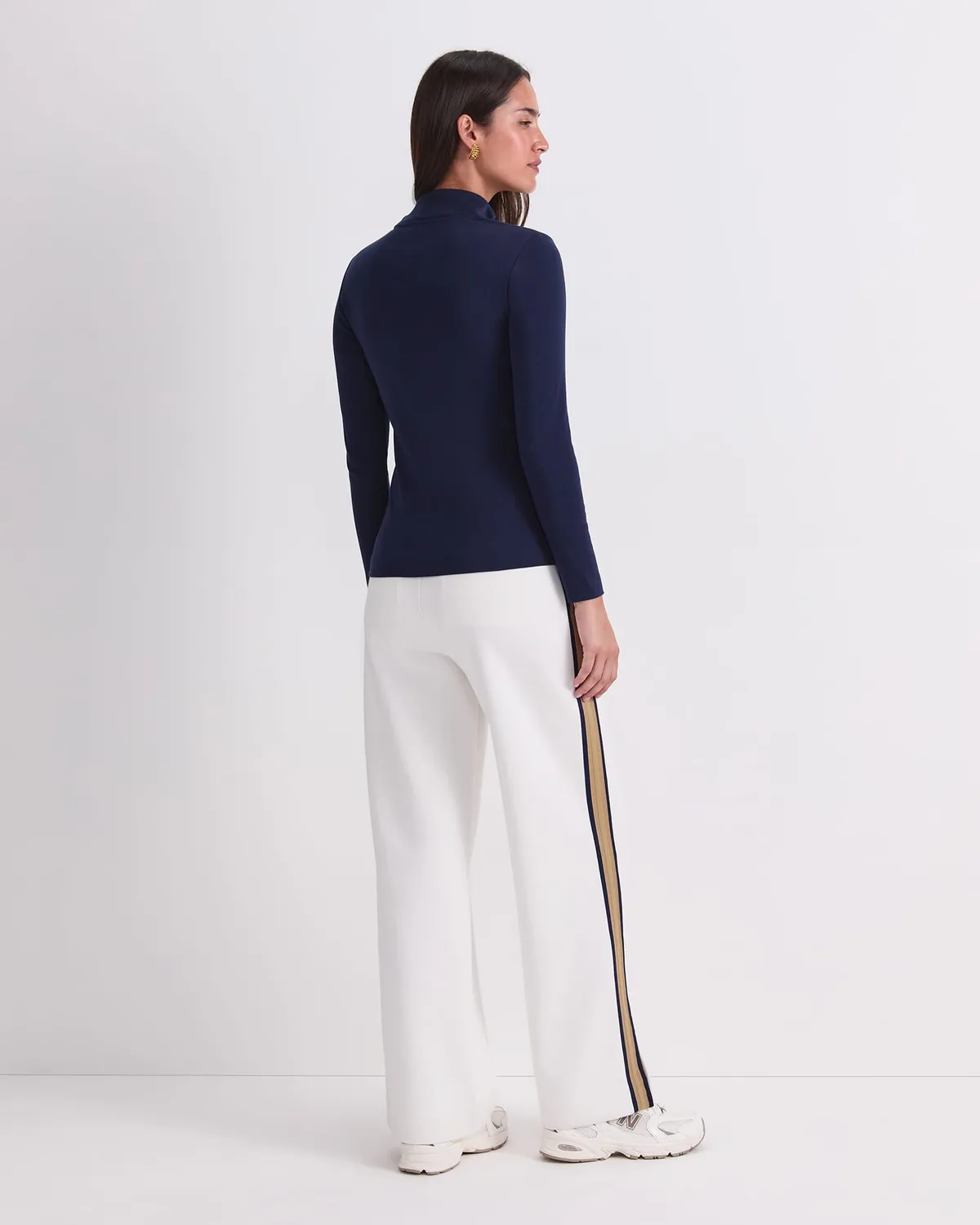 Sportscraft Lucy Zip Funnel Neck top camel coton