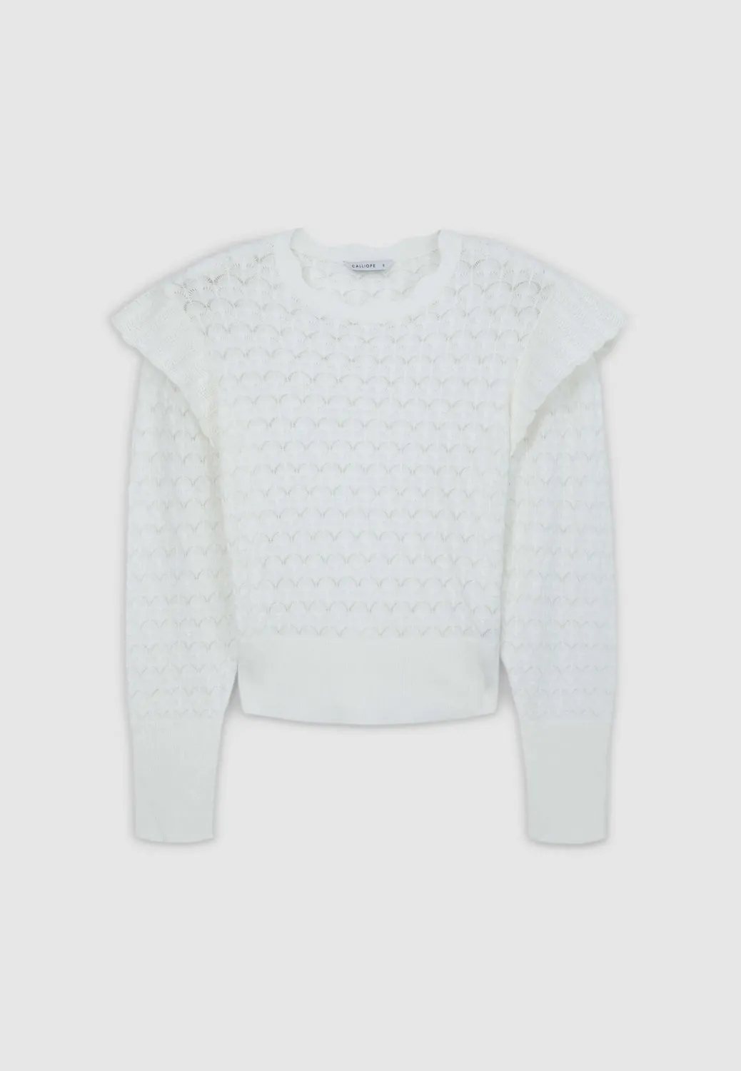 Calliope pull ajoure volants femme manches longues