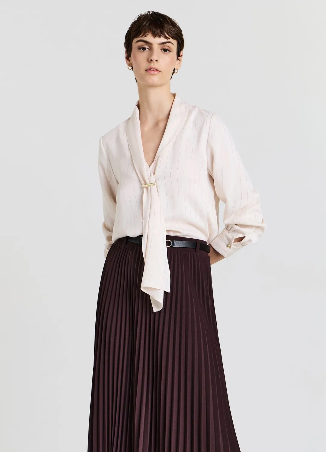 Calliope Blouse col châle femme rayée boutonnée