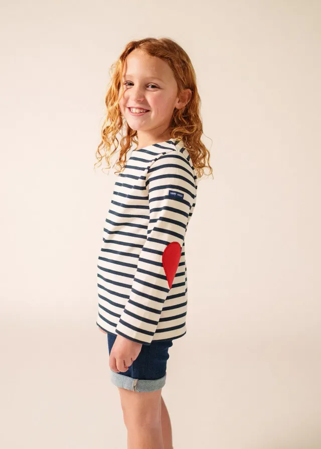 Saint James Vaujany marinière enfant écru marine cœur