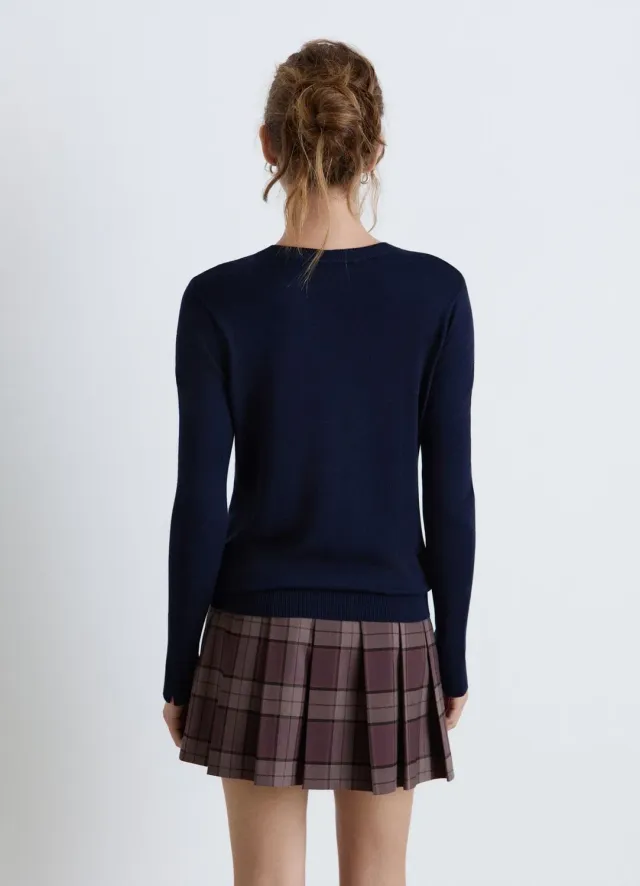 Calliope Pull col rond femme uni manches longues