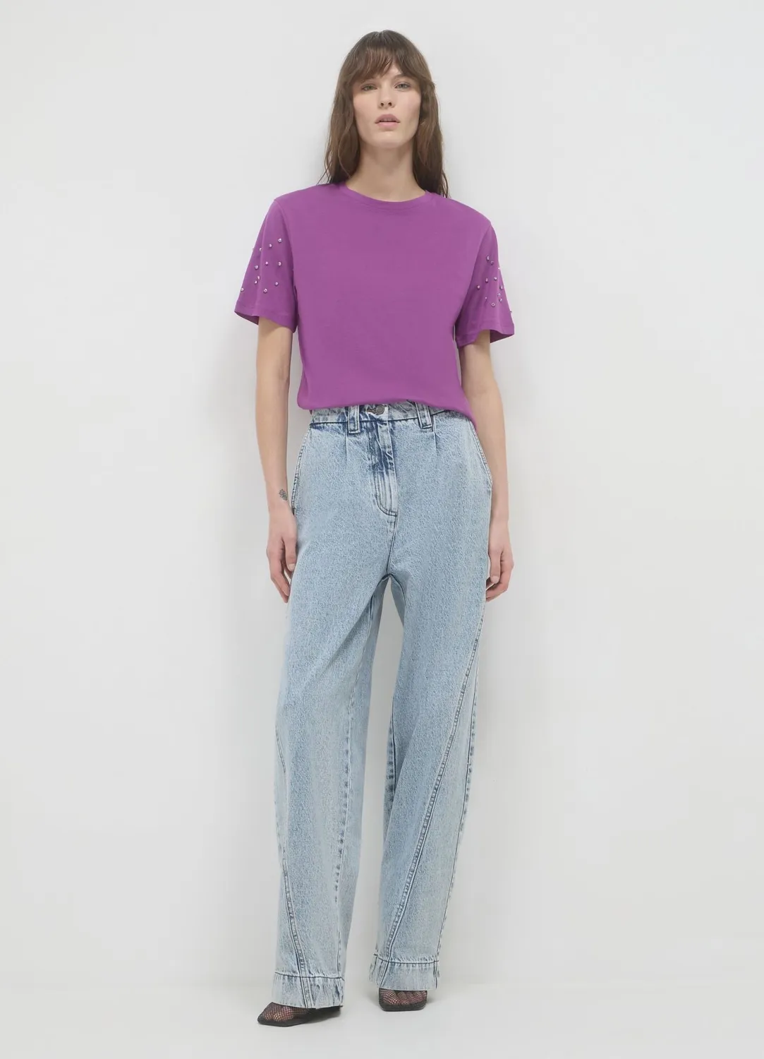 Calliope T-shirt manches strass femme coton