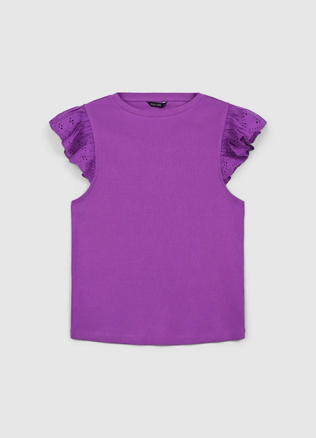 Calliope t-shirt côtelé femme volants coton